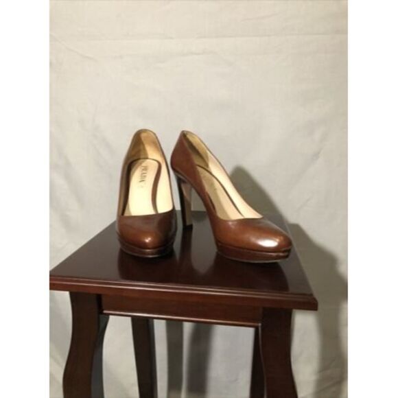 Prada Womens Brown Leather High Heel Pumps Size 37 - Picture 10 of 12